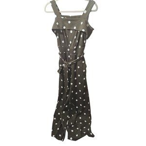 Green Polka Dot Jumpsuit With Belt - New York & Company XS